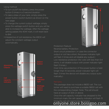 Newest Original Kanger Kbox Mod Kangertech First Box Mod Adjust 8-40watts Kanger Kbox From Koncare China Wholesale
